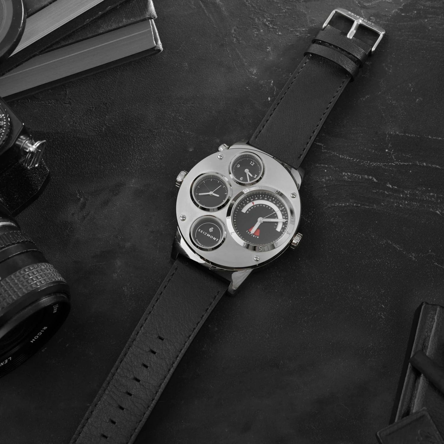 Brand new π Seizmont Optimus | Silver-Tone Stainless Steel β Watch With 4 Black Subdials π 5 Brand new π Seizmont Optimus | Silver-Tone Stainless Steel β Watch With 4 Black Subdials π - Image 3