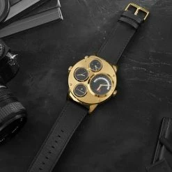 Brand new ⭐ Seizmont Optimus | Gold-Tone Stainless Steel ⌚ Watch With 4 Black Subdials 👏 -WATCHES FOR MEN Sales rst ow 2 ig