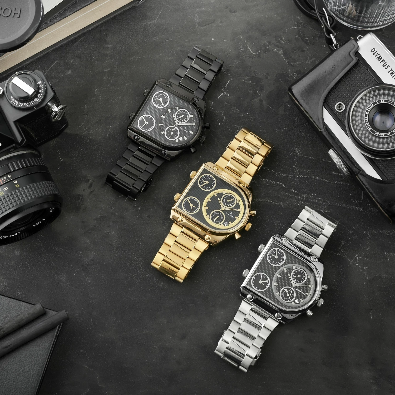 Top 10 ๐คฉ Seizmont Provectus | Black Stainless Steel 3 Movements โ Watch With Black Dial ๐ 6 Top 10 ๐คฉ Seizmont Provectus | Black Stainless Steel 3 Movements โ Watch With Black Dial ๐ - Image 4