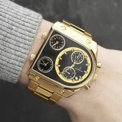 Coupon 🌟 Seizmont Provectus | Gold-Tone Stainless Steel 3 Movements ⌚ Watch With Black Dial 😍 -WATCHES FOR MEN Sales rst propu v1 3 21164 fa