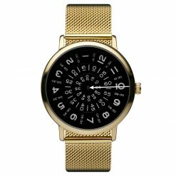 Deals 🧨 Seizmont Ambitio | Gold-Tone ⌚ Watch With Black Rotating Dial & Stainless Steel Mesh Strap 💯