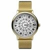 Outlet 🧨 Seizmont Ambitio | Gold-Tone ⌚ Watch With White Rotating Dial & Stainless Steel Mesh Strap 😍 -WATCHES FOR MEN Sales santiago ambitio 20589 40mm