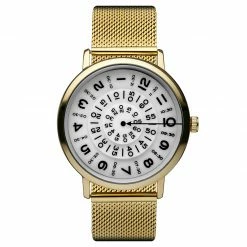 Outlet ๐งจ Seizmont Ambitio | Gold-Tone โ Watch With White Rotating Dial & Stainless Steel Mesh Strap ๐
