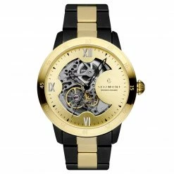Deals 👏 Seizmont Dante | Gold-Tone & Black Stainless Steel Skeleton ⌚ Watch With Gold-Tone Dial 🤩