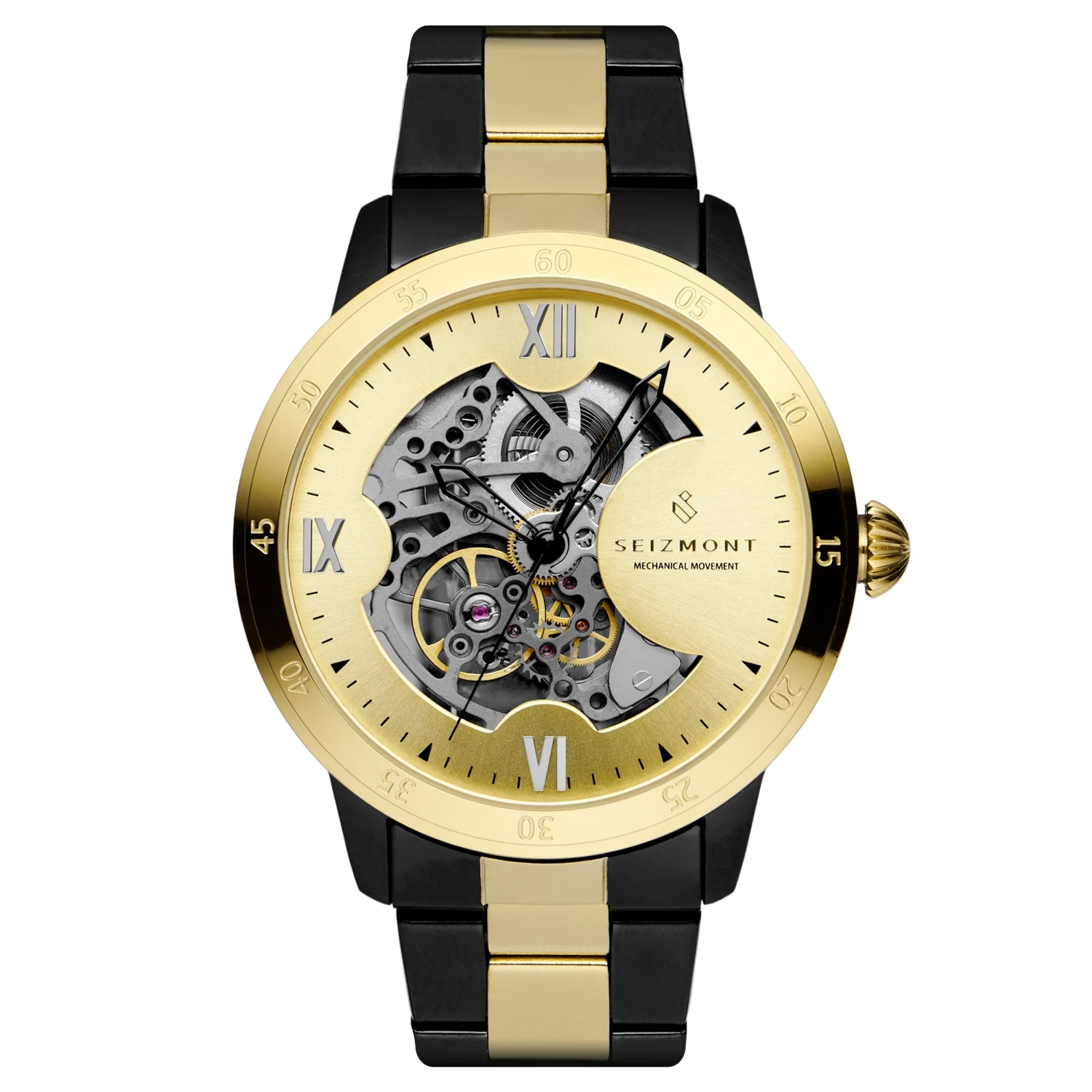 Deals π Seizmont Dante | Gold-Tone & Black Stainless Steel Skeleton β Watch With Gold-Tone Dial π€© 3 Deals π Seizmont Dante | Gold-Tone & Black Stainless Steel Skeleton β Watch With Gold-Tone Dial π€©