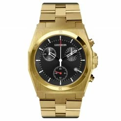 Cheapest 🎉 Lucleon Ray | Gold-Tone Stainless Steel Chronograph ⌚ Watch With Black Dial 🎁