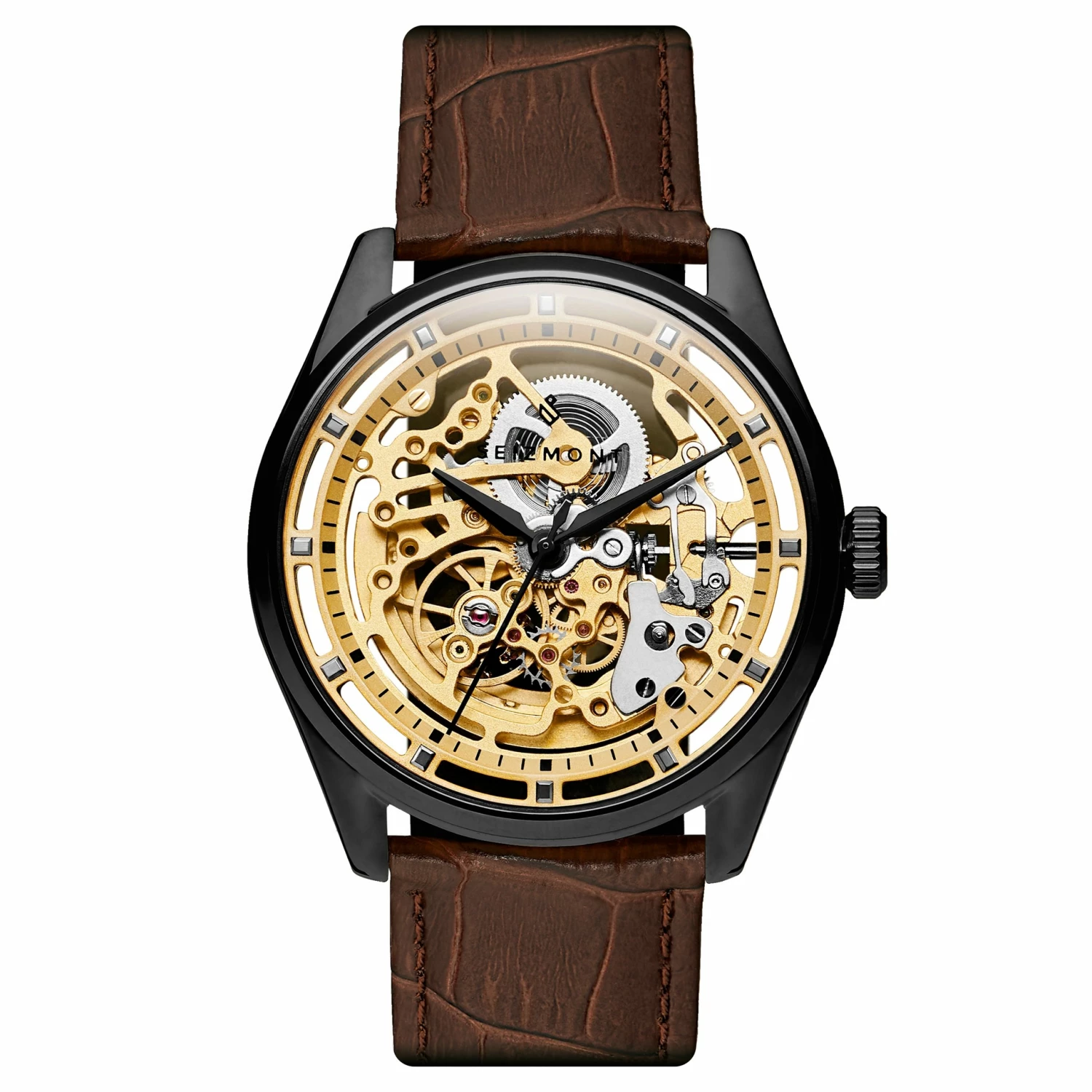 Cheapest ❤️ Seizmont Motus | Black Automatic Skeleton ⌚ Watch With Gold-Tone Movement & Brown Leather Strap ✔️ 3 Cheapest ❤️ Seizmont Motus | Black Automatic Skeleton ⌚ Watch With Gold-Tone Movement & Brown Leather Strap ✔️