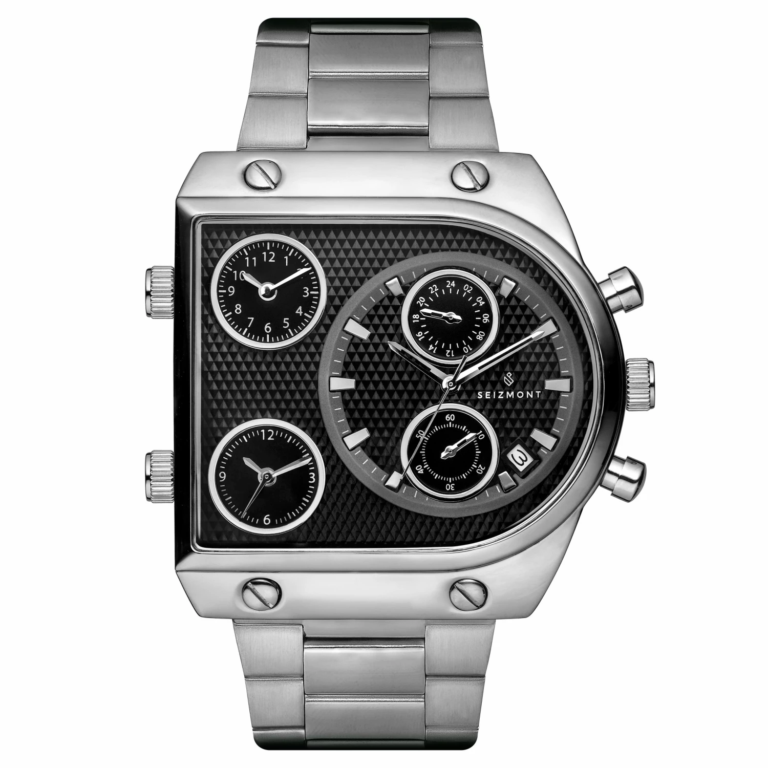 Discount ๐งจ Seizmont Provectus | Silver-Tone Stainless Steel 3 Movements โ Watch With Black Dial ๐ 3 Discount ๐งจ Seizmont Provectus | Silver-Tone Stainless Steel 3 Movements โ Watch With Black Dial ๐