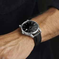 Coupon 🔔 Sidegren Patriarch | Silver-Tone 👗 Dress ⌚ Watch With Black Dial & Black Leather Strap ⭐ -WATCHES FOR MEN Sales silver copy