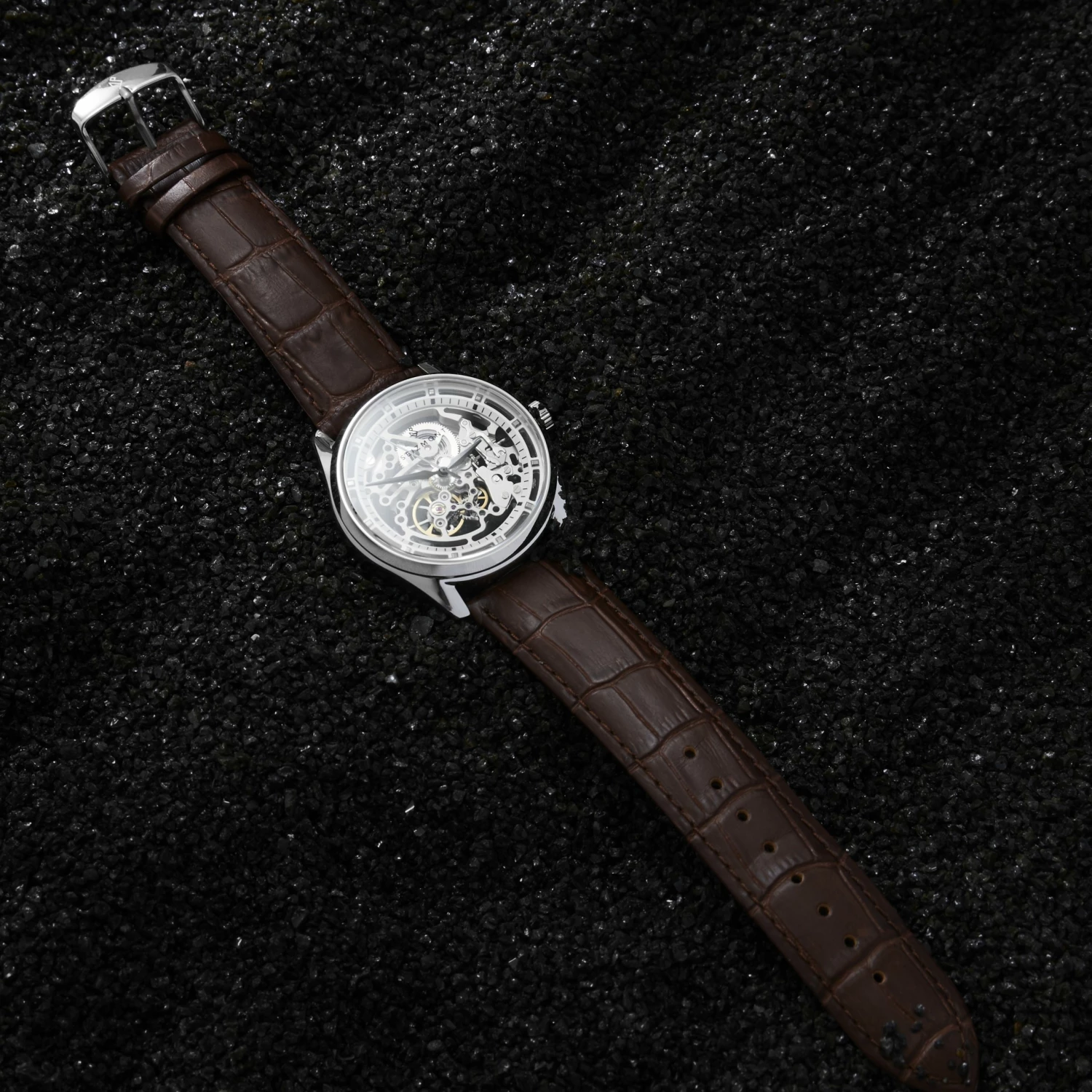 Discount π Seizmont Motus | Silver-Tone Automatic Skeleton β Watch With Chocolate Brown Leather Strap π₯ 8 Discount π Seizmont Motus | Silver-Tone Automatic Skeleton β Watch With Chocolate Brown Leather Strap π₯ - Image 6