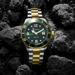 Brand new 👏 Seizmont Tide | Silver- & Gold-Tone Stainless Steel Dive ⌚ Watch With Green Dial 👏 -WATCHES FOR MEN Sales ste nl wk 10 22368