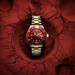 Budget ⭐ Seizmont Tide | Silver-, Gold-Tone & Red Stainless Steel Dive ⌚ Watch With Red Dial 👏 -WATCHES FOR MEN Sales ste nl wk 8 22371 2 1