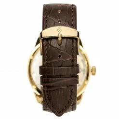 New 🧨 Seizmont Motus | Gold-Tone Automatic Skeleton ⌚ Watch With Chocolate Brown Leather Strap 😍 -WATCHES FOR MEN Sales steele motus gold gold brown 2