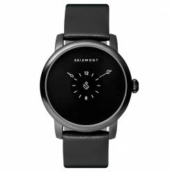 Best Sale ❤️ Seizmont Mezzo | Black Minimalist ⌚ Watch With Black Dial & Black Leather Strap ✨