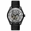 Budget 🥰 Seizmont Motus | Black Automatic Skeleton ⌚ Watch With Silver-Tone Movement With Black Strap 😀 -WATCHES FOR MEN Sales stuart motus 22512 42mm 1