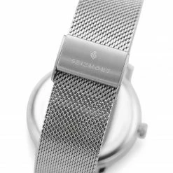 Coupon 🥰 Seizmont Ambitio | Silver-Tone ⌚ Watch With White Rotating Dial & Stainless Steel Mesh Strap 😀 -WATCHES FOR MEN Sales taaa